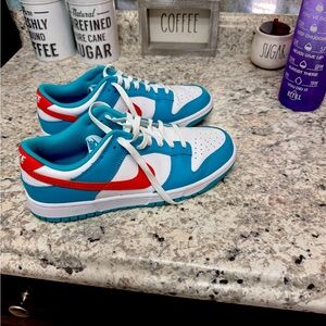 Nike dunk low retro teal and orange- for my Miami Dolphins fans. Size men’s 9.5.